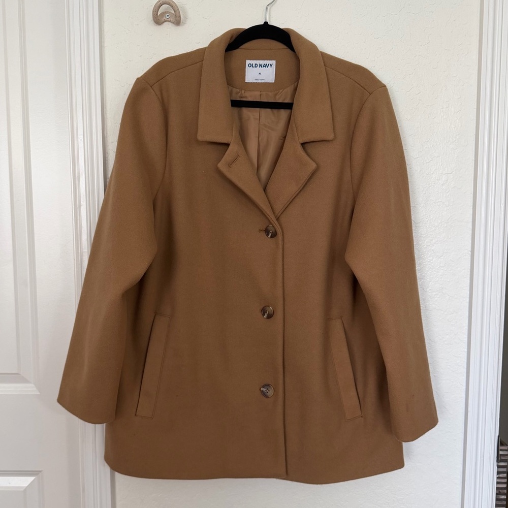 Old Navy Women's Camel/Tan Single-Breasted Pea Coat